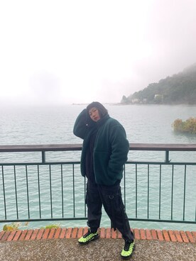 「UNIQLO（ユニクロ）のアイテム（その他アウター、グリーン系）」を使った、chuching さん（レディース・156cm）の冬コーディネート