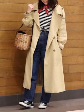 「GRL（グレイル）のバスケットカゴバッグ（かごバッグ）」を使った、ななおさん（レディース・162cm）の春コーディネート