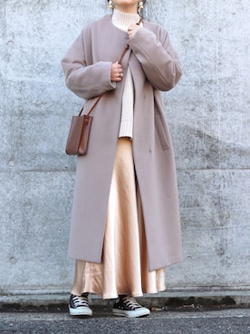 「CONVERSE（コンバース）のALL STAR HI（スニーカー）」を使った、ななおさん（レディース・162cm）の冬コーディネート