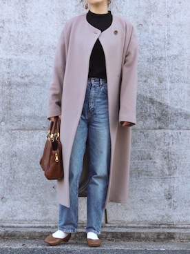 「MARC JACOBS（マークジェイコブス）のアイテム（ハンドバッグ）」を使った、ななおさん（レディース・162cm）の冬コーディネート