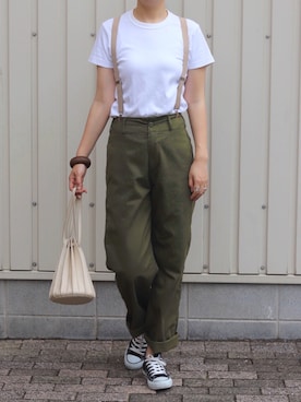 「アイテム（サスペンダー）」を使った、ななおさん（レディース・162cm）の春コーディネート