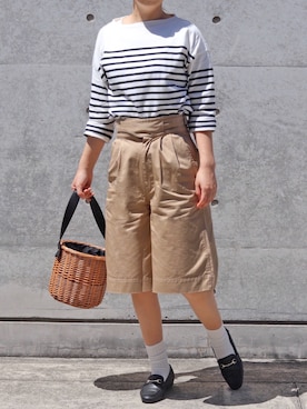 「GRL（グレイル）のバスケットカゴバッグ（かごバッグ）」を使った、ななおさん（レディース・162cm）の春コーディネート