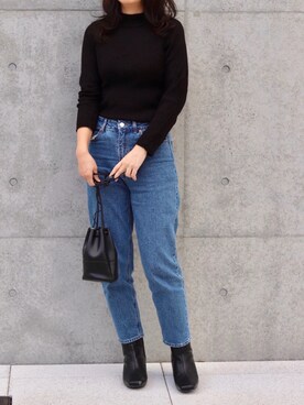 「fifth（フィフス）のフェイクレザー巾着バッグ（ハンドバッグ）」を使った、ななおさん（レディース・162cm）の秋コーディネート