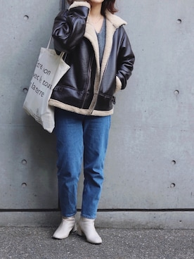 「Lavish Gate（ラヴィッシュゲート）のアイテム（その他アウター）」を使った、ななおさん（レディース・162cm）の冬コーディネート