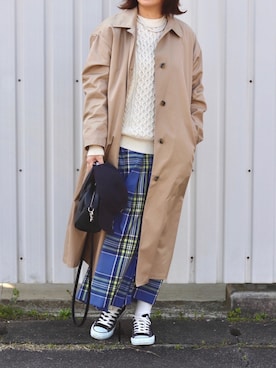 「JOURNAL STANDARD relume（ジャーナルスタンダード　レリューム）のアイテム（ステンカラーコート）」を使った、ななおさん（レディース・162cm）の春コーディネート