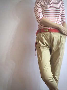 「Mo&Co.（モーアンドコー）のアイテム（チノパンツ）」を使った、突突兔的2018さん（レディース・170cm）の夏コーディネート