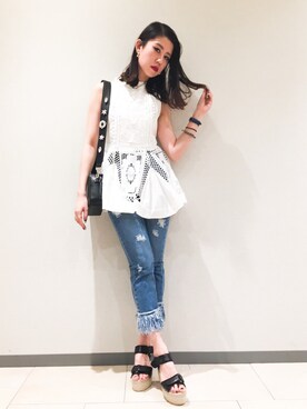 「Narcissus（ナルシス）のアイテム（デニムパンツ）」を使った、Narcissus-japanさん（レディース・160cm）の春コーディネート