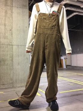 「いいね返し」｜「アイテム（オールインワン・サロペット）」を使った、しろくんさん（メンズ・172cm）の秋コーディネート