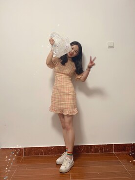 「夏目 Virgoのアイテム（ワンピース、ピンク系）」を使った、肉酱-姐姐さん（レディース）の夏コーディネート