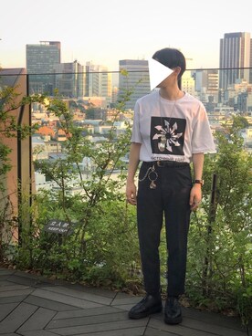 「MR.GENTLEMAN（ミスタージェントルマン）のアイテム（スラックス）」を使った、RKさん（メンズ・166cm）の夏コーディネート