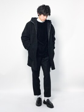 「フードコート」｜「アイテム（ブルゾン）」を使った、むんさん（メンズ・179cm）の冬コーディネート