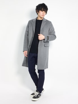 「URBAN RESEARCH（アーバンリサーチ）のアイテム（チェスターコート）」を使った、むんさん（メンズ・179cm）の冬コーディネート