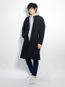 「NANO universe（ナノユニバース）のアイテム（ステンカラーコート）」を使った、むんさん（メンズ・179cm）の冬コーディネート