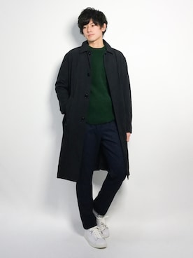 「NANO universe（ナノユニバース）のアイテム（ステンカラーコート）」を使った、むんさん（メンズ・179cm）の冬コーディネート