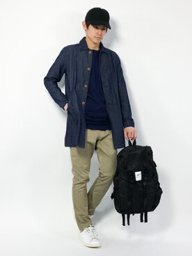「ZIP FIVE（ジップファイブ）のアイテム（チノパンツ）」を使った、むんさん（メンズ・179cm）の春コーディネート