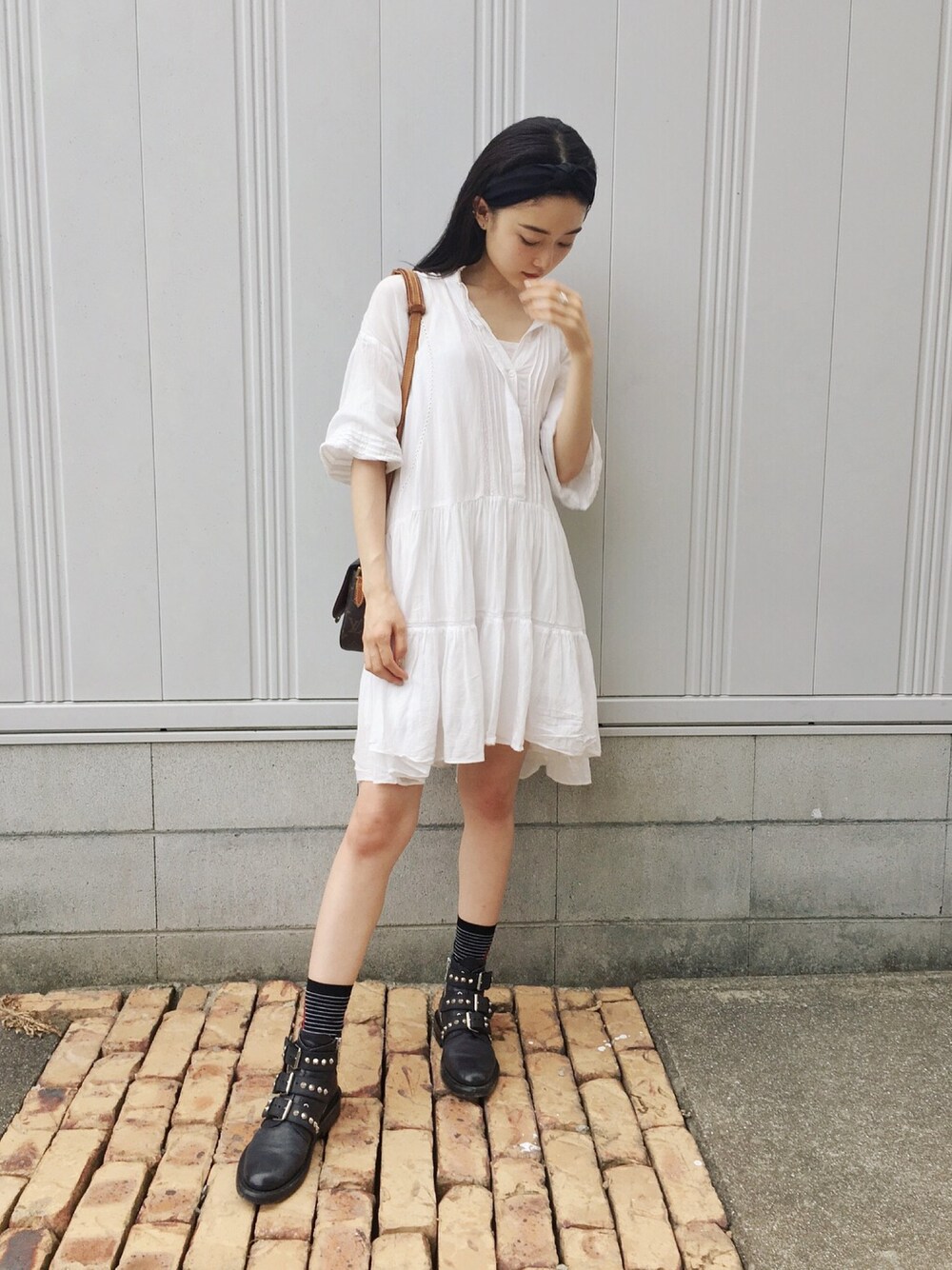 「甘辛ミックス、ZADIG&VOLTAIRE、H&M」｜「H&Mのアイテム（ワンピース、ホワイト系）」を使った、MITSUKIさん（レディース・162cm）の夏コーディネートの1枚目の写真