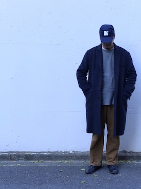 「アイテム（トレンチコート）」を使った、草野 明郎さん（メンズ・179cm）の冬コーディネート
