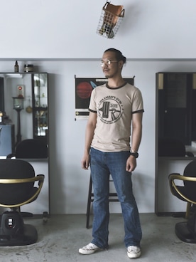 「コンバース ハイカット」｜草野 明郎さん（メンズ・179cm）の秋コーディネート