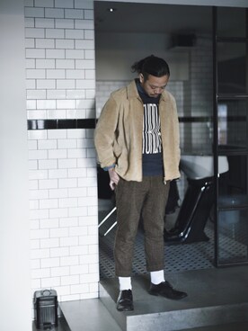 「アイテム（スウェット）」を使った、草野 明郎さん（メンズ・179cm）の冬コーディネート