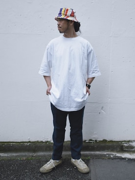 「RED KAP（レッドキャップ）のアイテム（スラックス）」を使った、草野 明郎さん（メンズ・179cm）の夏コーディネート
