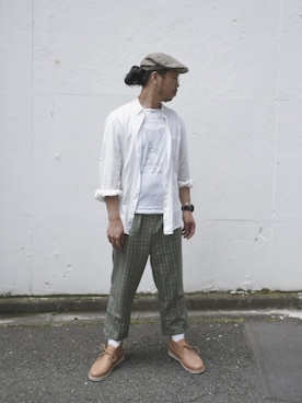 「Saturdays NYC（サタデーズ ニューヨークシティ ）のアイテム（ブーツ）」を使った、草野 明郎さん（メンズ・179cm）の夏コーディネート