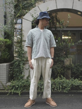 「サタデーズ ニューヨークシティ (Saturdays NYC)」｜「アイテム（シューズ）」を使った、草野 明郎さん（メンズ・179cm）の夏コーディネート