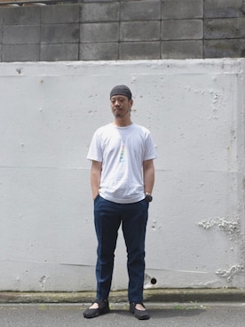 「RED KAP（レッドキャップ）のアイテム（スラックス）」を使った、草野 明郎さん（メンズ・179cm）の夏コーディネート