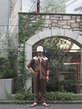 「アイテム（サンダル）」を使った、草野 明郎さん（メンズ・179cm）の夏コーディネート