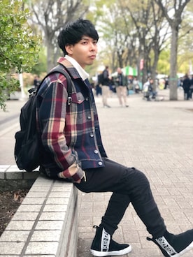 「ZARA MAN」｜「アイテム（その他アウター）」を使った、ぱつみさん（メンズ・175cm）の春コーディネート