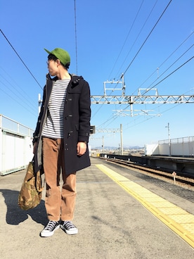 「おじさん」｜「アイテム（ダッフルコート）」を使った、y.kurataさん（メンズ・170cm）の冬コーディネート