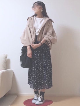 「アイテム（マウンテンパーカー）」を使った、k i n a *さん（レディース・161cm）の秋コーディネート