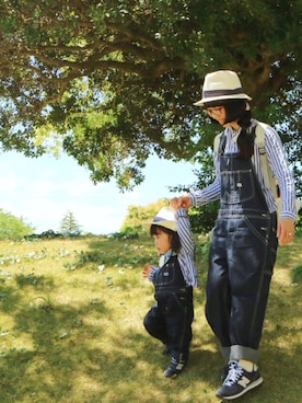 「ブルー」｜「アイテム（サロペット/オーバーオール）」を使った、memimemimiさん（キッズ・80cm）の春コーディネート