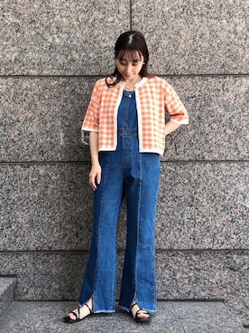 「w closet（ダブルクローゼット）のアイテム（オールインワン・サロペット）」を使った、akaneさん（レディース・155cm）の夏コーディネート