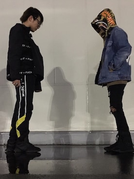 「RICK OWENS」｜「アイテム（デニムジャケット）」を使った、成さん（メンズ・172cm）の春コーディネート