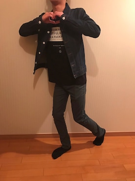 「rovtski」｜「アイテム（デニムジャケット）」を使った、たーすけ。さん（メンズ・165cm）の春コーディネート