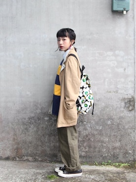 「marimekko（マリメッコ）のアイテム」を使った、Kiki Linさん（レディース・155cm）の冬コーディネート