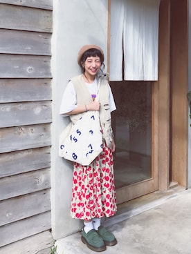 「Champion（チャンピオン）のアイテム」を使った、Kiki Linさん（レディース・155cm）の夏コーディネート