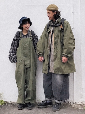 「カップル」｜「アイテム（オールインワン・サロペット）」を使った、Kiki Linさん（レディース・155cm）の春コーディネート