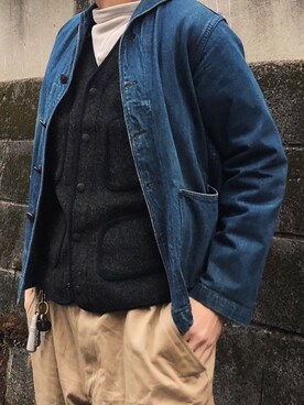 「Pherrow's（フェローズ）のアイテム（ベスト）」を使った、Hさん（メンズ・174cm）の冬コーディネート
