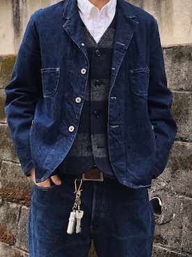 「Pherrow's（フェローズ）のアイテム（ベスト）」を使った、Hさん（メンズ・174cm）の春コーディネート