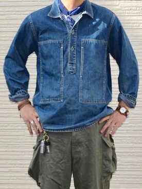 「東洋エンタープライズ（トーヨーエンタープライズ）のアイテム（ミリタリージャケット）」を使った、Hさん（メンズ・174cm）の春コーディネート