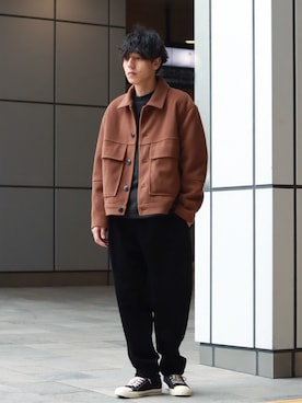 「INHERIT（インヘリット）のアイテム（ジャケット/アウター）」を使った、YUTAさん（メンズ・178cm）の冬コーディネート