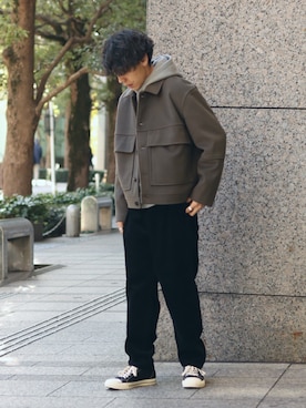 「INHERIT（インヘリット）のアイテム」を使った、YUTAさん（メンズ・178cm）の冬コーディネート