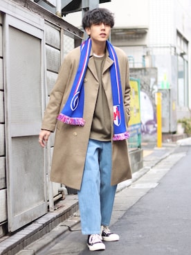 「INHERIT（インヘリット）のアイテム」を使った、YUTAさん（メンズ・178cm）の冬コーディネート