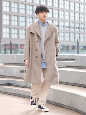 「INHERIT（インヘリット）のアイテム」を使った、YUTAさん（メンズ・178cm）の冬コーディネート