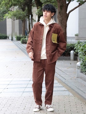 「INHERIT（インヘリット）のアイテム」を使った、YUTAさん（メンズ・178cm）の冬コーディネート