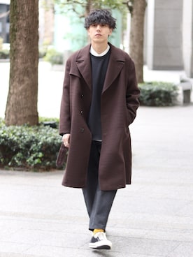 「INHERIT（インヘリット）のアイテム」を使った、YUTAさん（メンズ・178cm）の冬コーディネート
