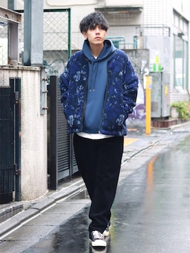 「INHERIT（インヘリット）のアイテム」を使った、YUTAさん（メンズ・178cm）の冬コーディネート