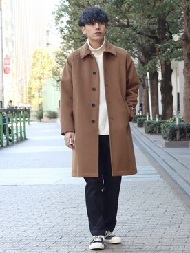 「INHERIT（インヘリット）のアイテム」を使った、YUTAさん（メンズ・178cm）の冬コーディネート