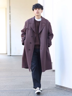 「INHERIT（インヘリット）のアイテム」を使った、YUTAさん（メンズ・178cm）の冬コーディネート